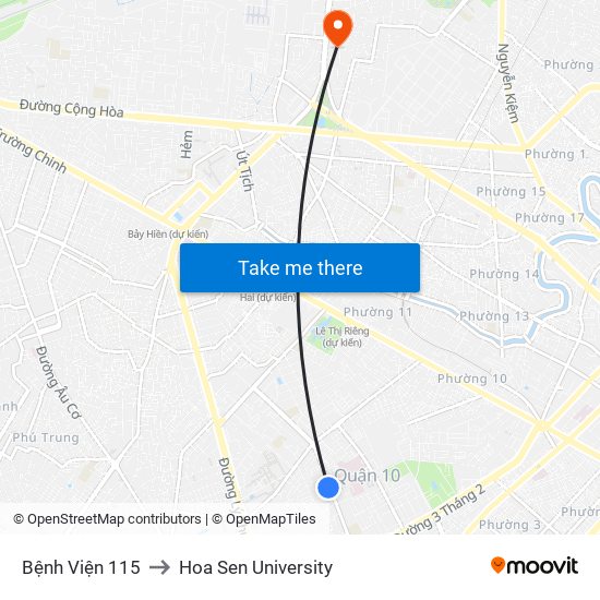 Bệnh Viện 115 to Hoa Sen University map