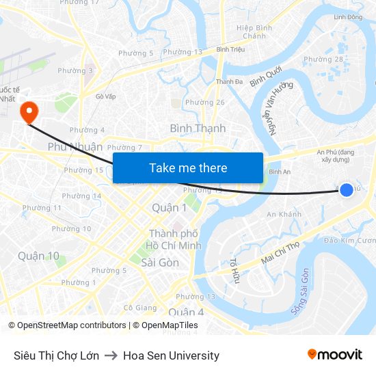Siêu Thị Chợ Lớn to Hoa Sen University map
