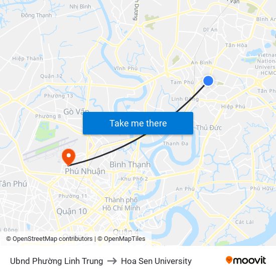 Ubnd Phường Linh Trung to Hoa Sen University map