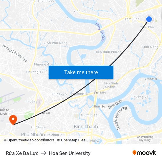 Rửa Xe Ba Lực to Hoa Sen University map