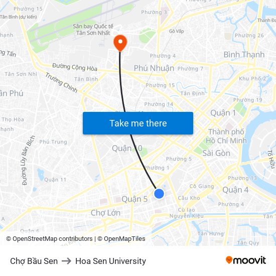 Chợ Bầu Sen to Hoa Sen University map