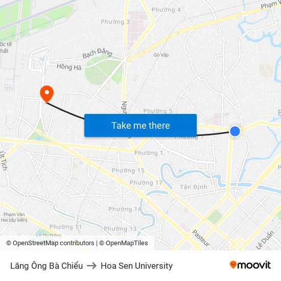 Lăng Ông Bà Chiểu to Hoa Sen University map