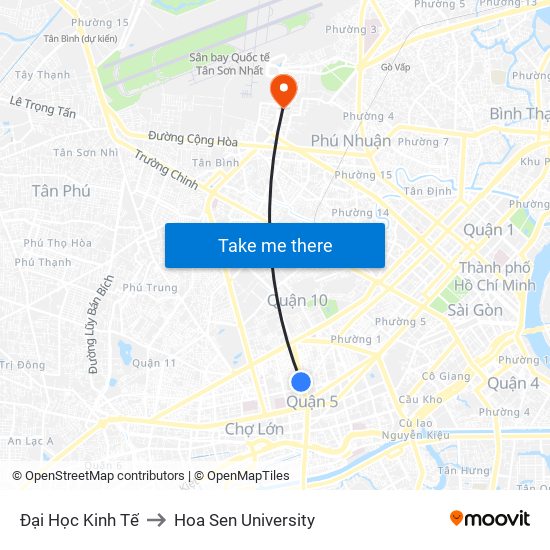 Đại Học Kinh Tế to Hoa Sen University map