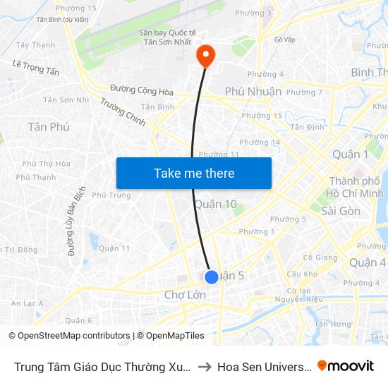 Trung Tâm Giáo Dục Thường Xuyên to Hoa Sen University map