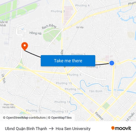 Ubnd Quận Bình Thạnh to Hoa Sen University map