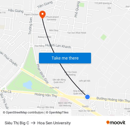 Siêu Thị Big C to Hoa Sen University map