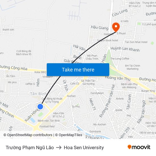 Trường Phạm Ngũ Lão to Hoa Sen University map