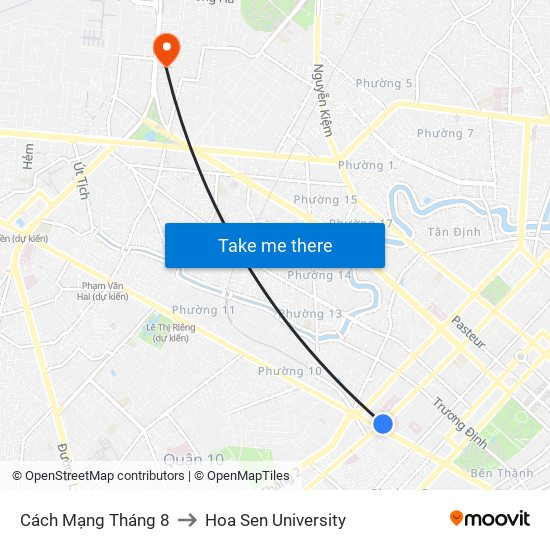 Cách Mạng Tháng 8 to Hoa Sen University map