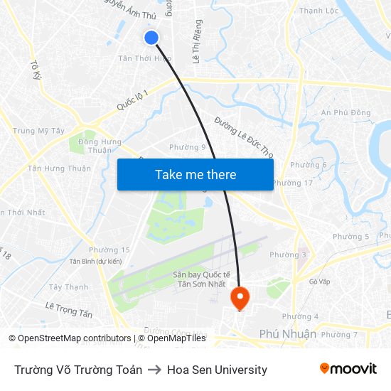 Trường Võ Trường Toản to Hoa Sen University map