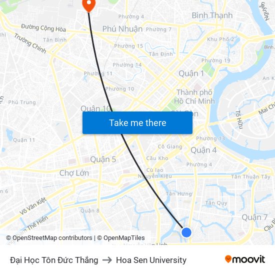 Đại Học Tôn Đức Thắng to Hoa Sen University map