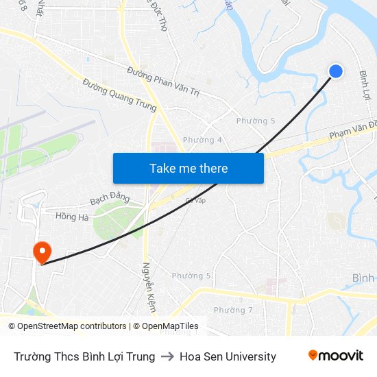 Trường Thcs Bình Lợi Trung to Hoa Sen University map