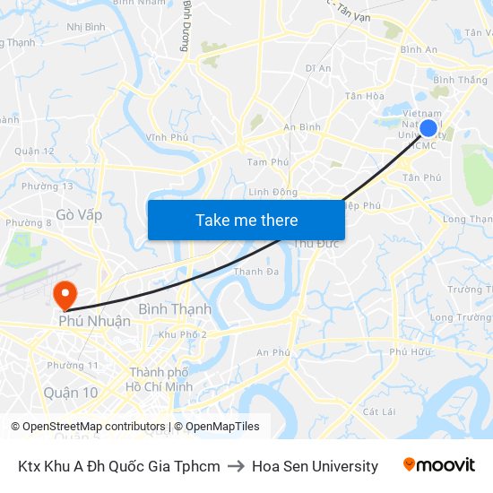 Ktx Khu A Đh Quốc Gia Tphcm to Hoa Sen University map
