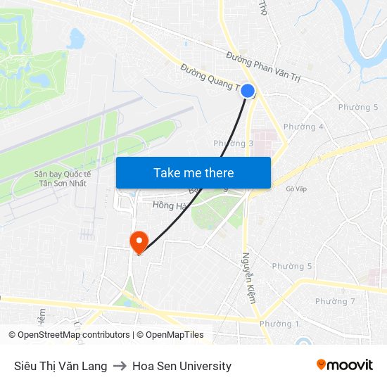 Siêu Thị Văn Lang to Hoa Sen University map