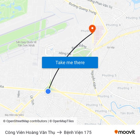 Công Viên Hoàng Văn Thụ to Bệnh Viện 175 map