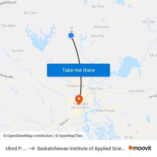 Ubnd P. Minh Hưng to Saskatchewan Institute of Applied Science and Technology (Vietnam Campus) map