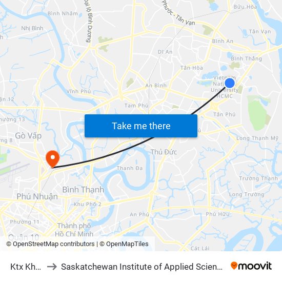 Ktx Khu A Đhqg to Saskatchewan Institute of Applied Science and Technology (Vietnam Campus) map