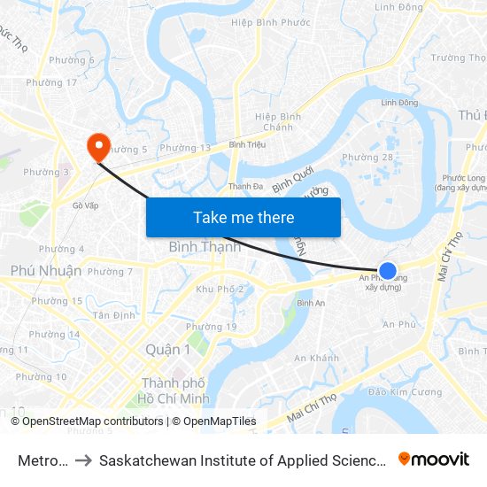 Metro Quận 2 to Saskatchewan Institute of Applied Science and Technology (Vietnam Campus) map