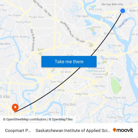 Coopmart Phạm Văn Thuận to Saskatchewan Institute of Applied Science and Technology (Vietnam Campus) map