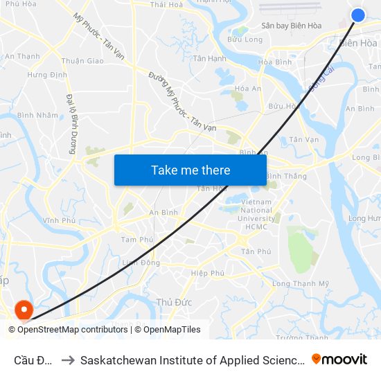 Cầu Đồng Khởi to Saskatchewan Institute of Applied Science and Technology (Vietnam Campus) map