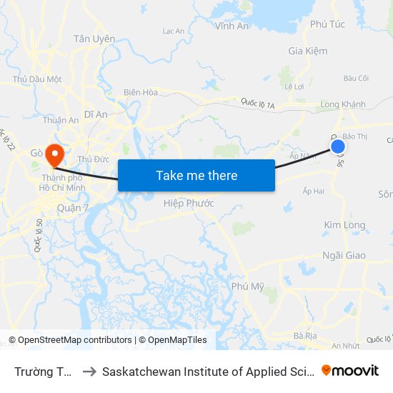 Trường Thcs Hàng Gòn to Saskatchewan Institute of Applied Science and Technology (Vietnam Campus) map