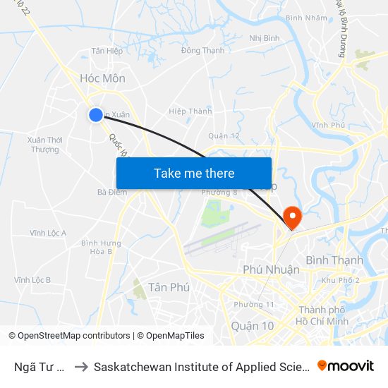 Ngã Tư Giếng Nước to Saskatchewan Institute of Applied Science and Technology (Vietnam Campus) map