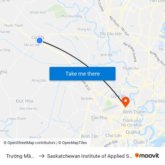 Trường Mầm Non Thị Trấn 3 to Saskatchewan Institute of Applied Science and Technology (Vietnam Campus) map