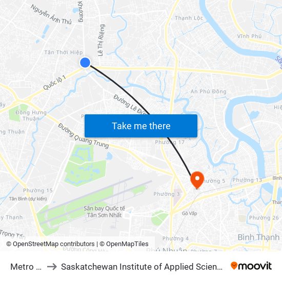 Metro Hiệp Phú to Saskatchewan Institute of Applied Science and Technology (Vietnam Campus) map
