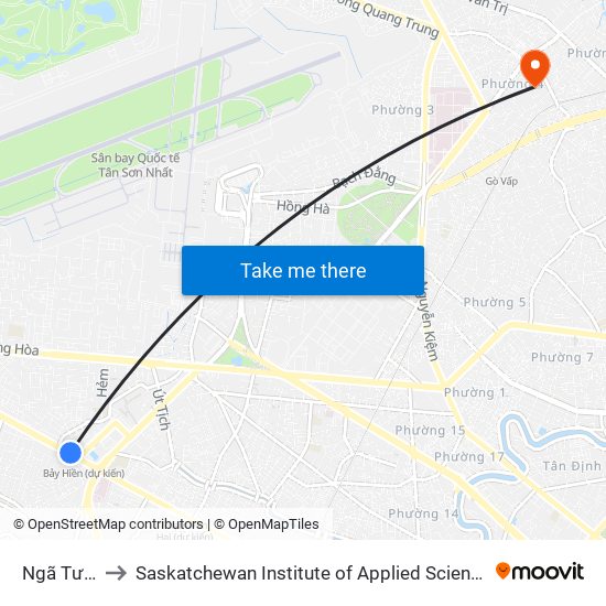 Ngã Tư Bảy Hiền to Saskatchewan Institute of Applied Science and Technology (Vietnam Campus) map