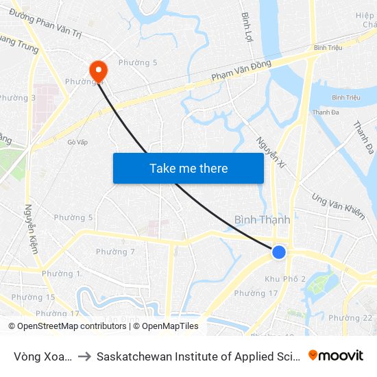 Vòng Xoay Hàng Xanh to Saskatchewan Institute of Applied Science and Technology (Vietnam Campus) map
