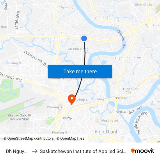 Đh Nguyễn Tất Thành to Saskatchewan Institute of Applied Science and Technology (Vietnam Campus) map