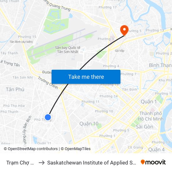 Trạm Chợ Trần Văn Quang to Saskatchewan Institute of Applied Science and Technology (Vietnam Campus) map