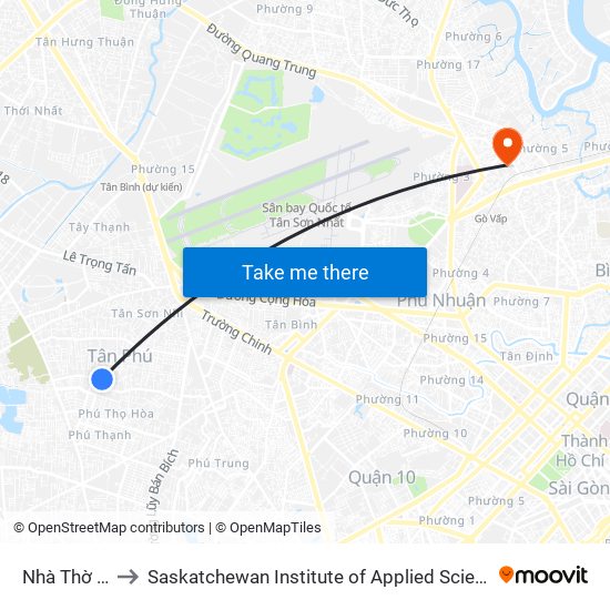 Nhà Thờ Tân Hương to Saskatchewan Institute of Applied Science and Technology (Vietnam Campus) map