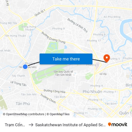 Trạm Cổng Kcn Tân Bình to Saskatchewan Institute of Applied Science and Technology (Vietnam Campus) map