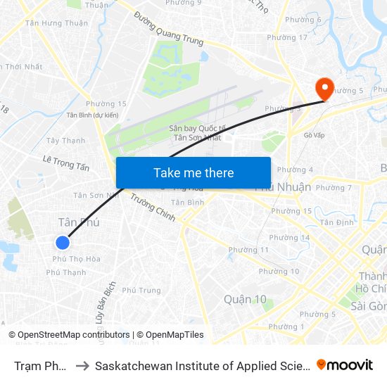 Trạm Phạm Văn Xảo to Saskatchewan Institute of Applied Science and Technology (Vietnam Campus) map