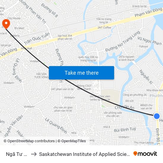 Ngã Tư Chu Văn An to Saskatchewan Institute of Applied Science and Technology (Vietnam Campus) map