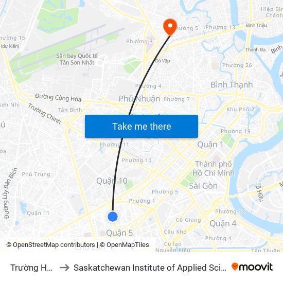 Trường Hoàng Văn Thụ to Saskatchewan Institute of Applied Science and Technology (Vietnam Campus) map