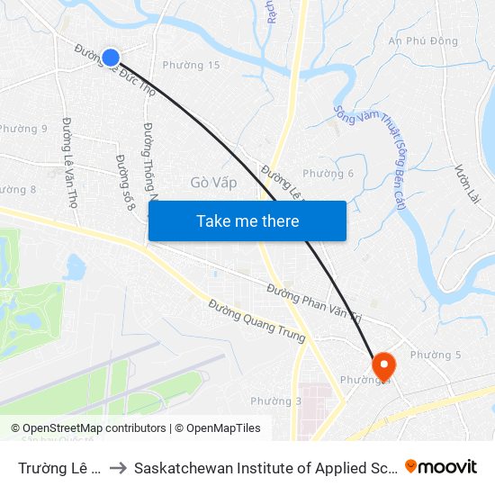 Trường Lê Thị Hồng Gấm to Saskatchewan Institute of Applied Science and Technology (Vietnam Campus) map