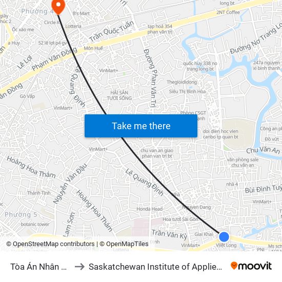 Tòa Án Nhân Dân Quận Bình Thạnh to Saskatchewan Institute of Applied Science and Technology (Vietnam Campus) map