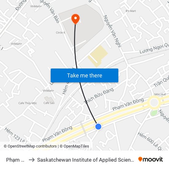 Phạm Văn Đồng to Saskatchewan Institute of Applied Science and Technology (Vietnam Campus) map