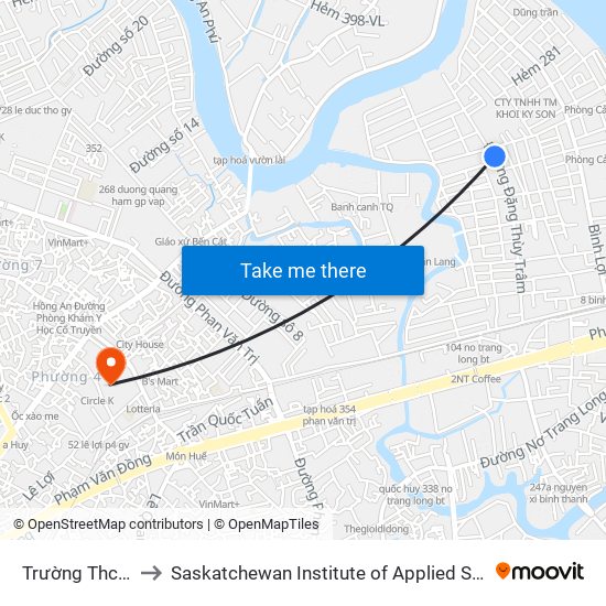 Trường Thcs Bình Lợi Trung to Saskatchewan Institute of Applied Science and Technology (Vietnam Campus) map