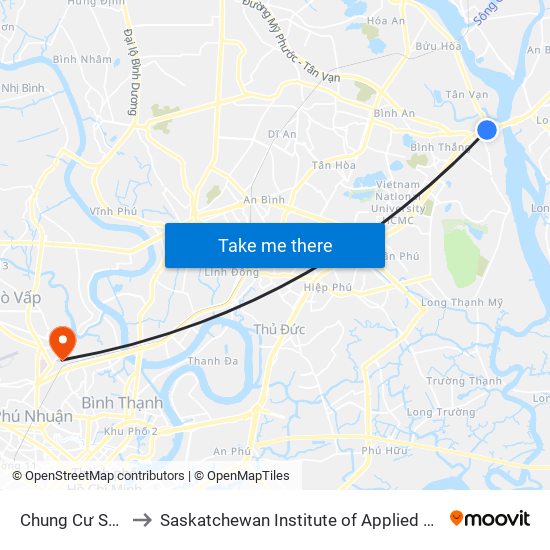 Chung Cư Samsora Riverside to Saskatchewan Institute of Applied Science and Technology (Vietnam Campus) map