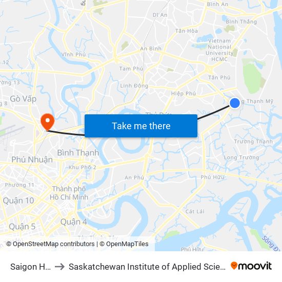 Saigon Hi-Tech Park to Saskatchewan Institute of Applied Science and Technology (Vietnam Campus) map