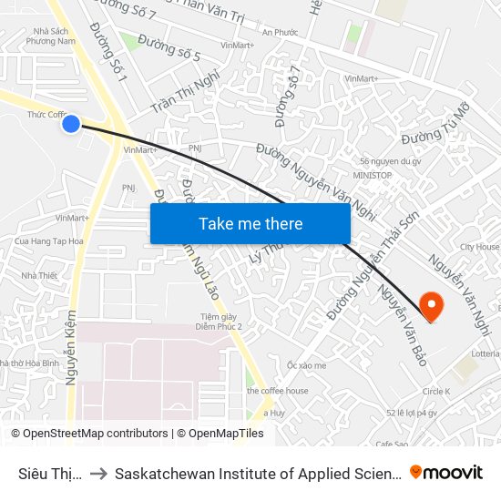 Siêu Thị Văn Lang to Saskatchewan Institute of Applied Science and Technology (Vietnam Campus) map
