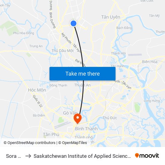 Sora Gardens to Saskatchewan Institute of Applied Science and Technology (Vietnam Campus) map