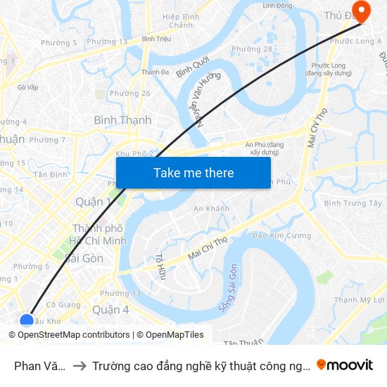 Phan Văn Trị to Trường cao đẳng nghề kỹ thuật công nghệ TP HCM map