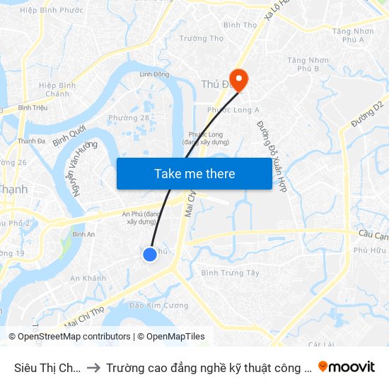 Siêu Thị Chợ Lớn to Trường cao đẳng nghề kỹ thuật công nghệ TP HCM map