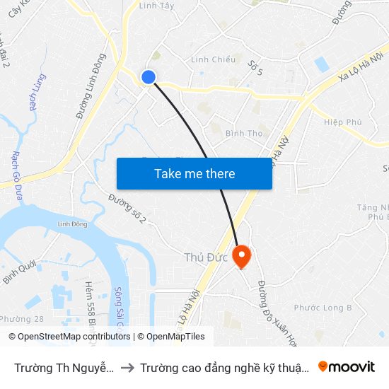 Trường Th Nguyễn Trung Trực to Trường cao đẳng nghề kỹ thuật công nghệ TP HCM map