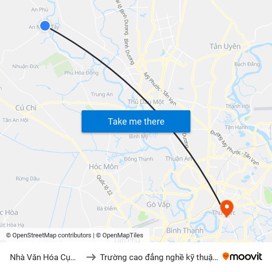 Nhà Văn Hóa Cụm An Nhơn Tây to Trường cao đẳng nghề kỹ thuật công nghệ TP HCM map