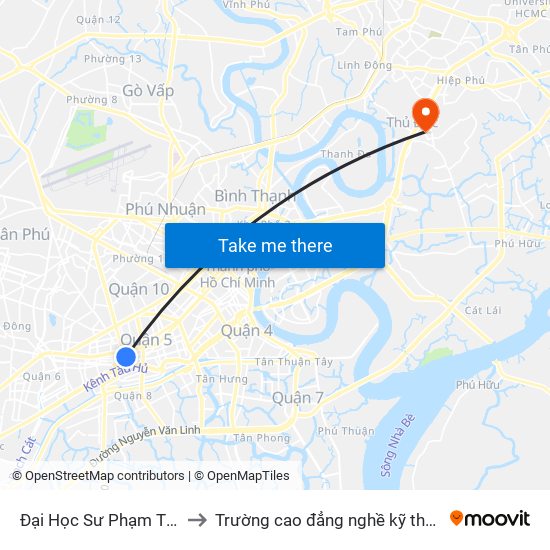 Đại Học Sư Phạm Thể Dục Thể Thao to Trường cao đẳng nghề kỹ thuật công nghệ TP HCM map