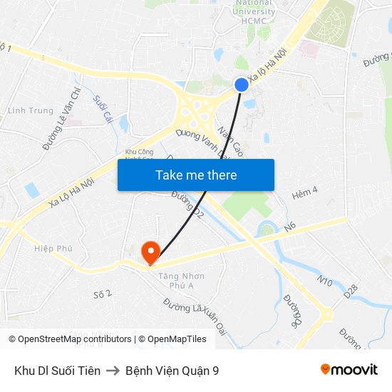 Khu Dl Suối Tiên to Bệnh Viện Quận 9 map